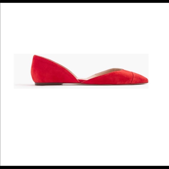 J Crew Sadie Red D’Orsay Pointed Suede Flats 7.5 - Picture 2 of 4